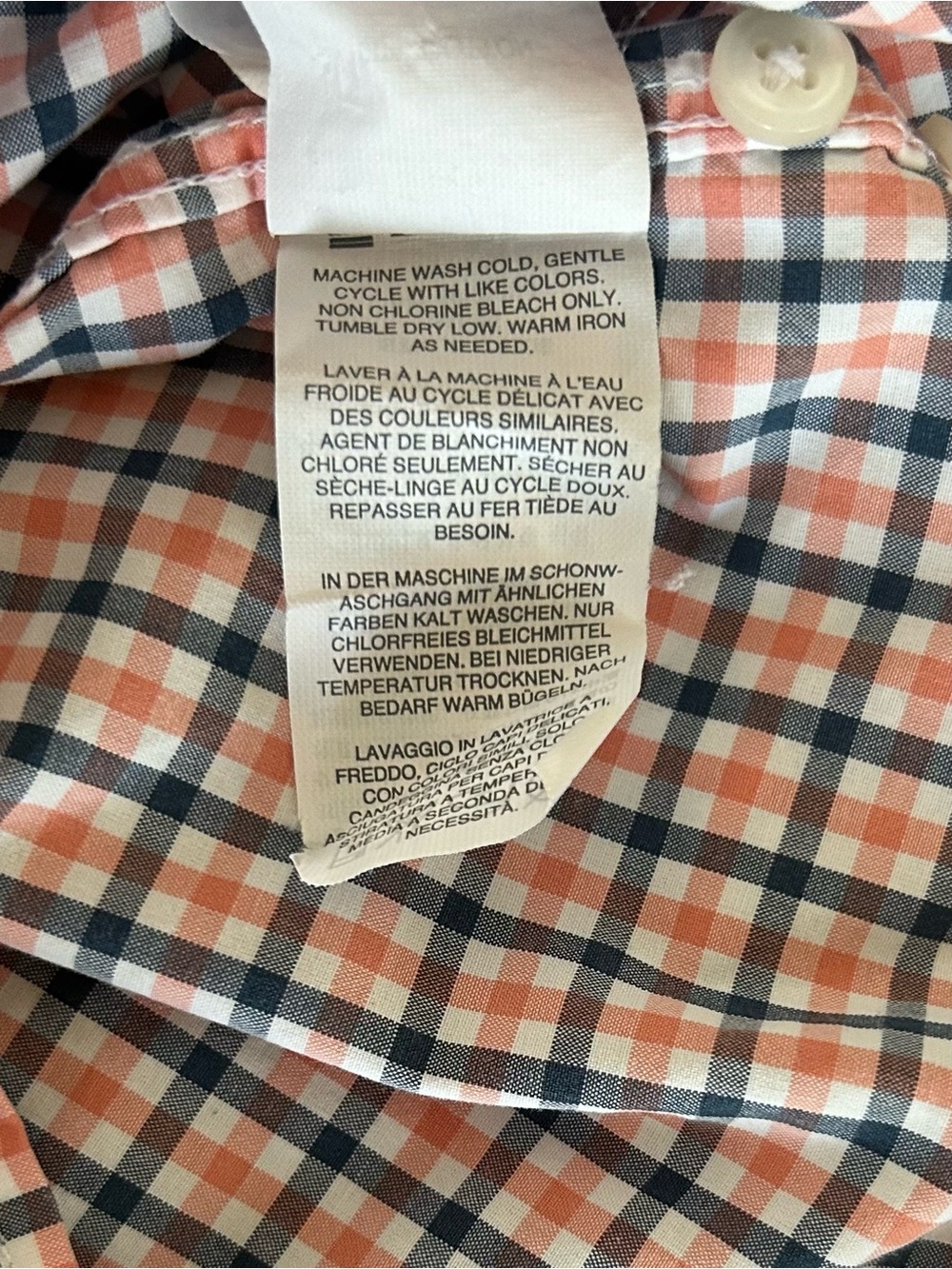 J. Crew Men's Button-Down Plaid Shirt - Orange and Navy Size XLT - Picture 6 of 6